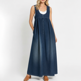 Capucine | Robe maxi en denim lavé vintage