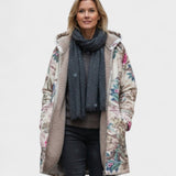 Veste en polaire Pierrette à motif botanique, doublure grise, fermeture zippée.