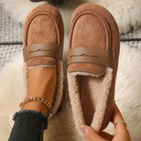 Mocassins beiges/bruns en daim, doublure fourrée claire et bride en haut