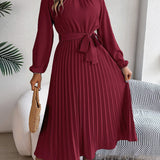 Martine | Robe Maxi Plissée Ceinturée