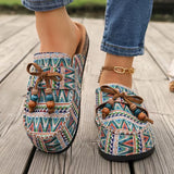 Mocassins à motifs multicolores, lacets en cuir et semelle marron
