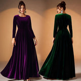 Béatrice | Robe Maxi en Velours à Manches Longues