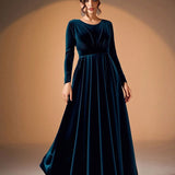 Béatrice | Robe Maxi en Velours à Manches Longues