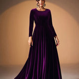 Béatrice | Robe Maxi en Velours à Manches Longues