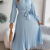 Martine | Robe Maxi Plissée Ceinturée