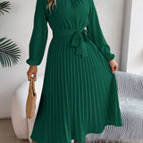 Martine | Robe Maxi Plissée Ceinturée