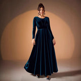 Béatrice | Robe Maxi en Velours à Manches Longues