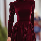 Éléonore | Robe Maxi en Velours à Col Montant