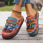 Mocassins à motifs multicolores, lacets en cuir et semelle marron