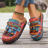 Mocassins à motifs multicolores, lacets en cuir et semelle marron