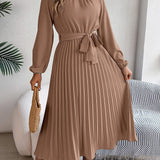 Martine | Robe Maxi Plissée Ceinturée