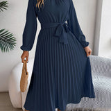 Martine | Robe Maxi Plissée Ceinturée