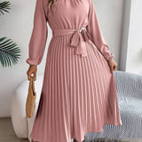 Martine | Robe Maxi Plissée Ceinturée