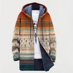 Manteau à capuche à rayures multicolores, cordon de serrage et doublure foncée