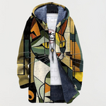 Veste Juliette à capuche zippée, motif géométrique de chat, couleurs vives