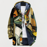 Veste Juliette à capuche zippée, motif géométrique de chat, couleurs vives