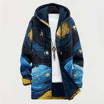 Veste multicolore à capuche, motif étoiles et nuages, fermeture éclair
