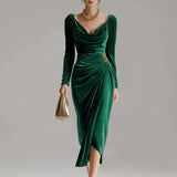 Sandra | Robe Midi en Velours Élégante