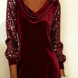 Sophie | Robe à Manches en Velours Étincelant