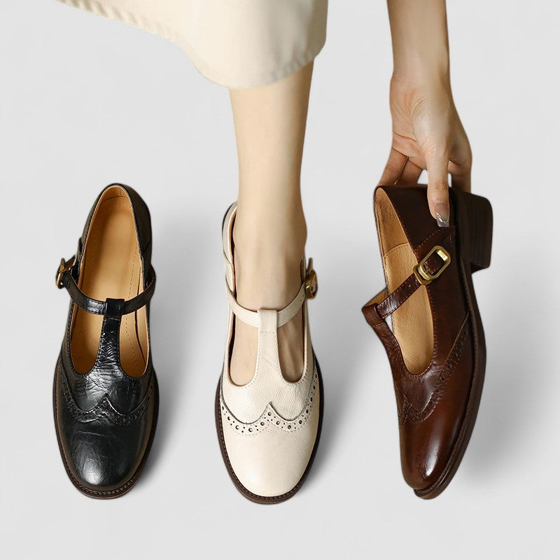 Salomés perforées à boucles : noir, beige et marron, talon moyen