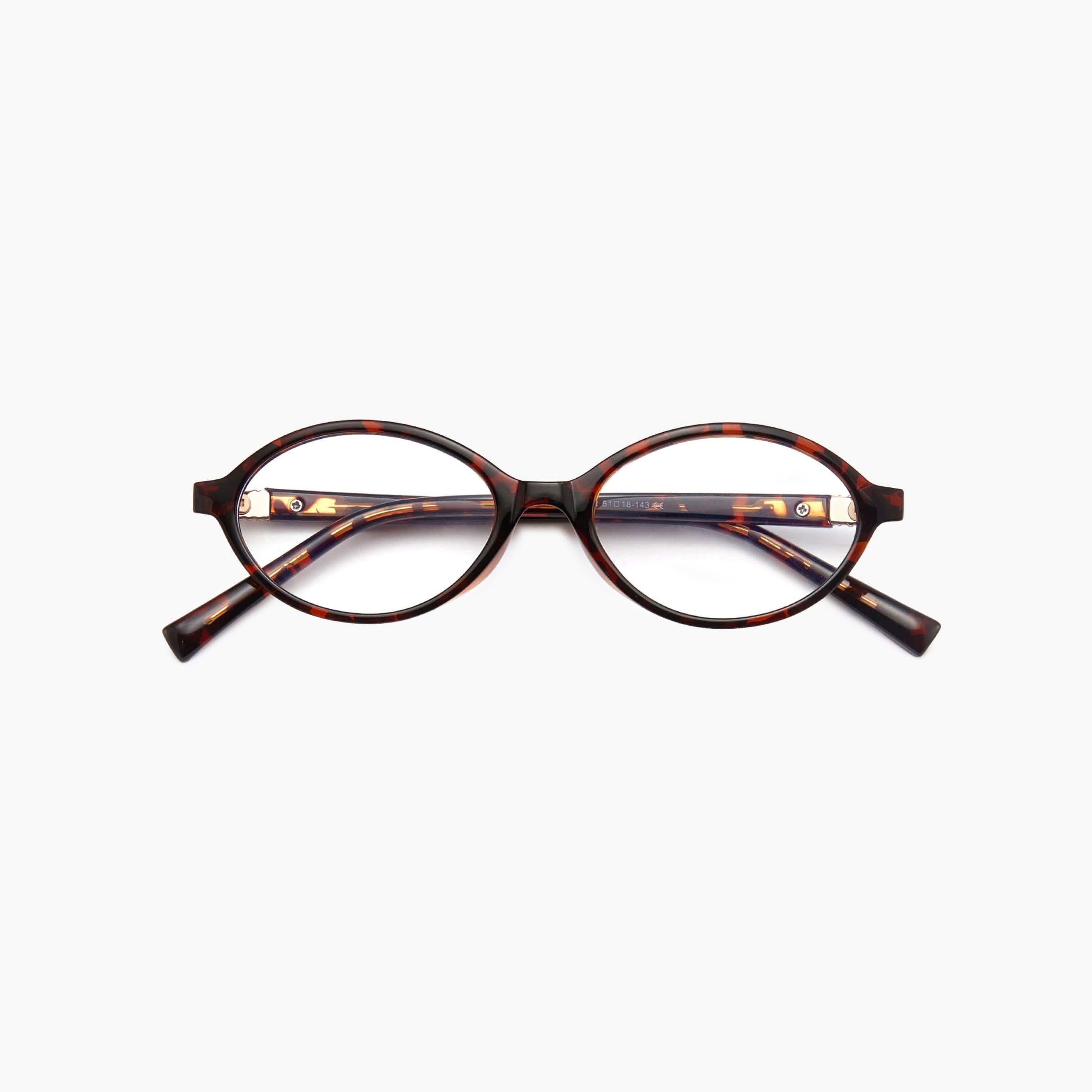 Lunettes de lecture à monture écaille brun foncé, branches fines, verres ronds