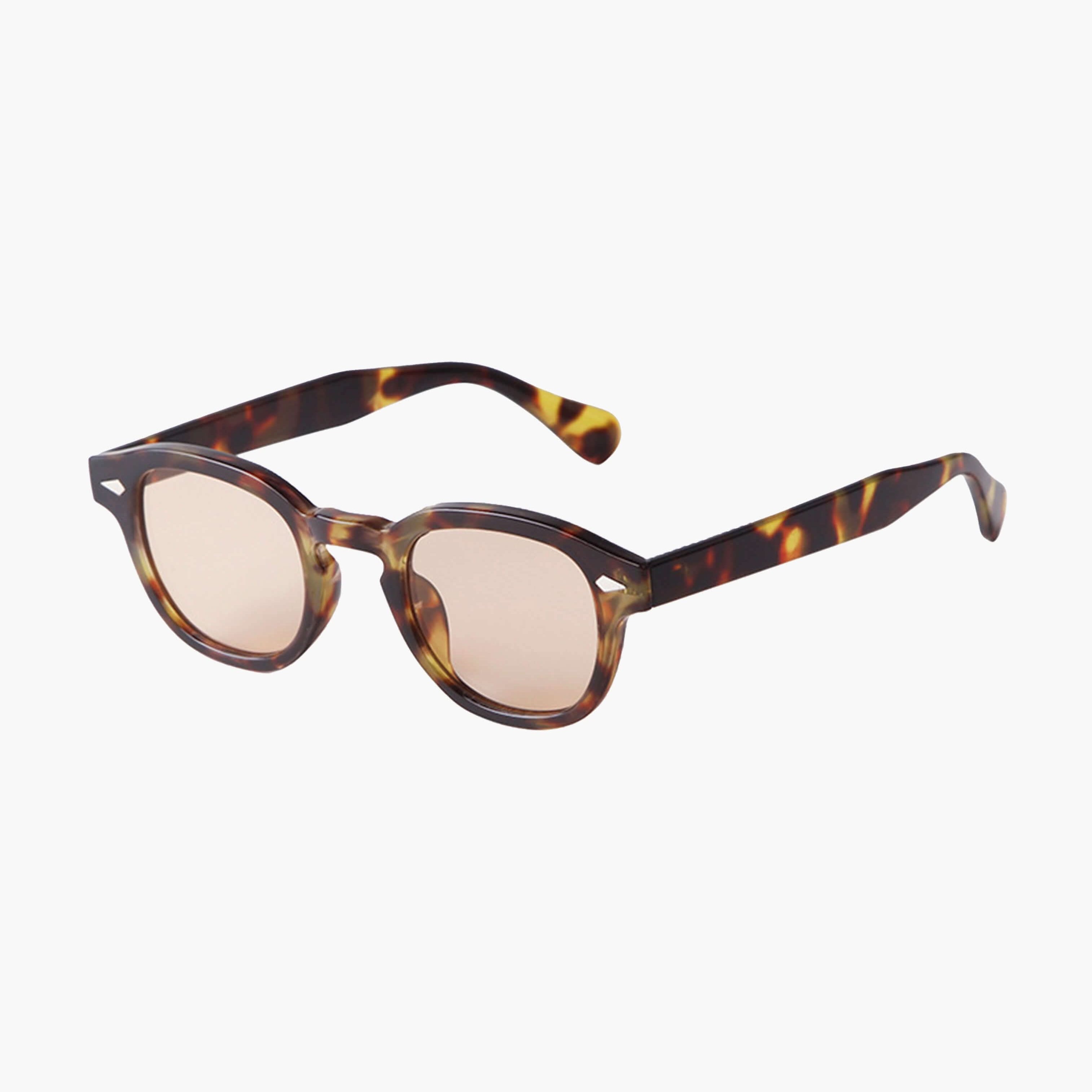 Lunettes de soleil à monture écaille brune, verres ambrés ronds