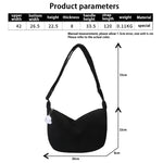 Sac à épaule en Cordura noir, forme demi-lune, bandoulière, repère de dimensions