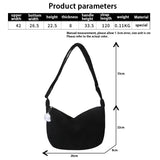 Sac à épaule en Cordura noir, forme demi-lune, bandoulière, repère de dimensions