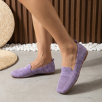 Mocassins en maille Maïwenn violets, tige courte, semelle plate