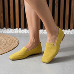 Mocassins en maille Maïwenn jaunes, tige courte, semelle plate