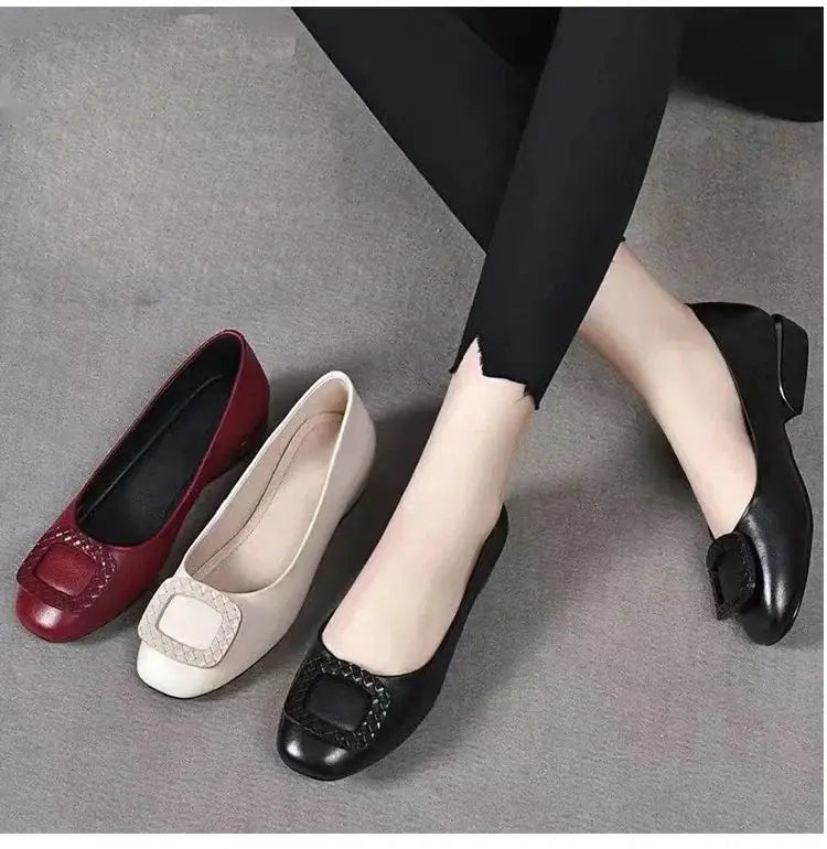 Ballerines légères à bride, plusieurs couleurs (noir, rouge, beige), semelles basses