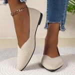 Ballerines crème ajourées à bout pointu, semelle noire