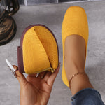 Ballerines tissées à bout fermé, semelle basse, couleur moutarde