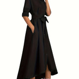 Martine | Robe Maxi Boutonnée Parfaite pour les Fêtes