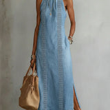 Soline | Robe en denim à dentelle rétro