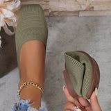 Ballerines tissées vert olive, vue dessus et semelle, style enfiler