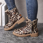 Bottines d’hiver femme léopard, doublure chaude et zip latéral, semelle crantée.