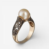 Bague en or vintage avec perle