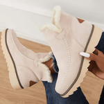Bottes d’hiver beige à doublure en fausse fourrure et semelle antidérapante