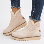 Bottes d’hiver beiges à tige courte doublée de fausse fourrure