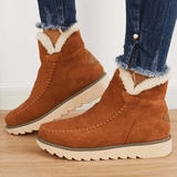 Bottes d’hiver marron en suédine, doublure blanche en fausse fourrure