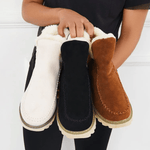 Bottes d’hiver blanches, noires et marron, doublées de fausse fourrure