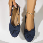 Ballerines bleu marine à nœud sur le dessus, bout arrondi