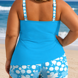 MARGUERITE | PLUS SIZE PRINTED TANKINI SHORTS SET
