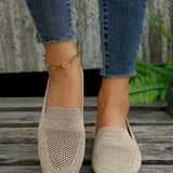 Chaussures plates en maille beige clair, avec bracelet chaîne dorée