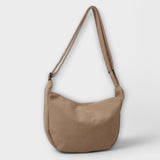 Sac à épaule en Cordura marron clair, bandoulière, poche demi-lune avec pendentif nuage