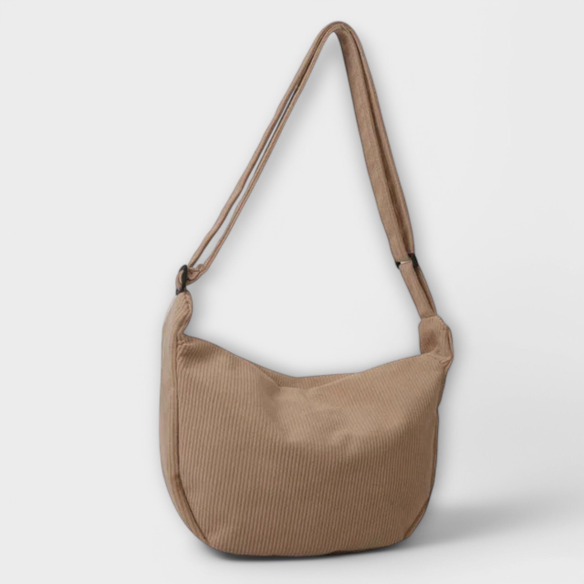 Sac à épaule en Cordura marron clair, bandoulière, poche demi-lune avec pendentif nuage