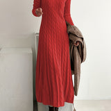 Sarah | Robe Maxi en Tricot Câblé Confortable