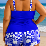 MARGUERITE | PLUS SIZE PRINTED TANKINI SHORTS SET