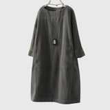 Grace | Robe Midi en Velours Côtelé Détendue
